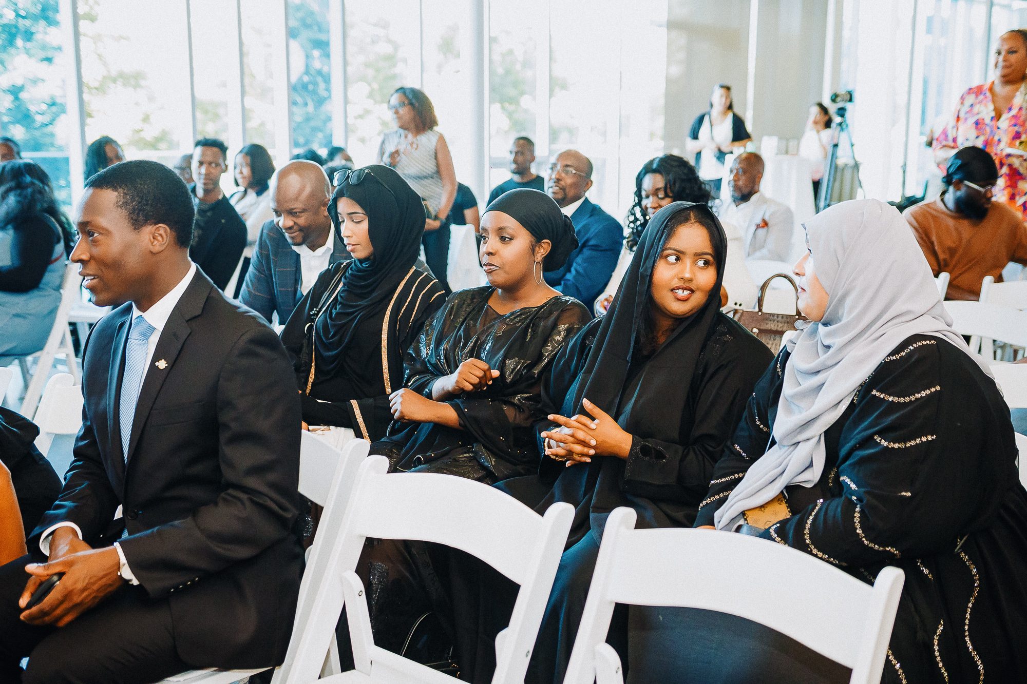 Guests deep in conversation, celebrating together
