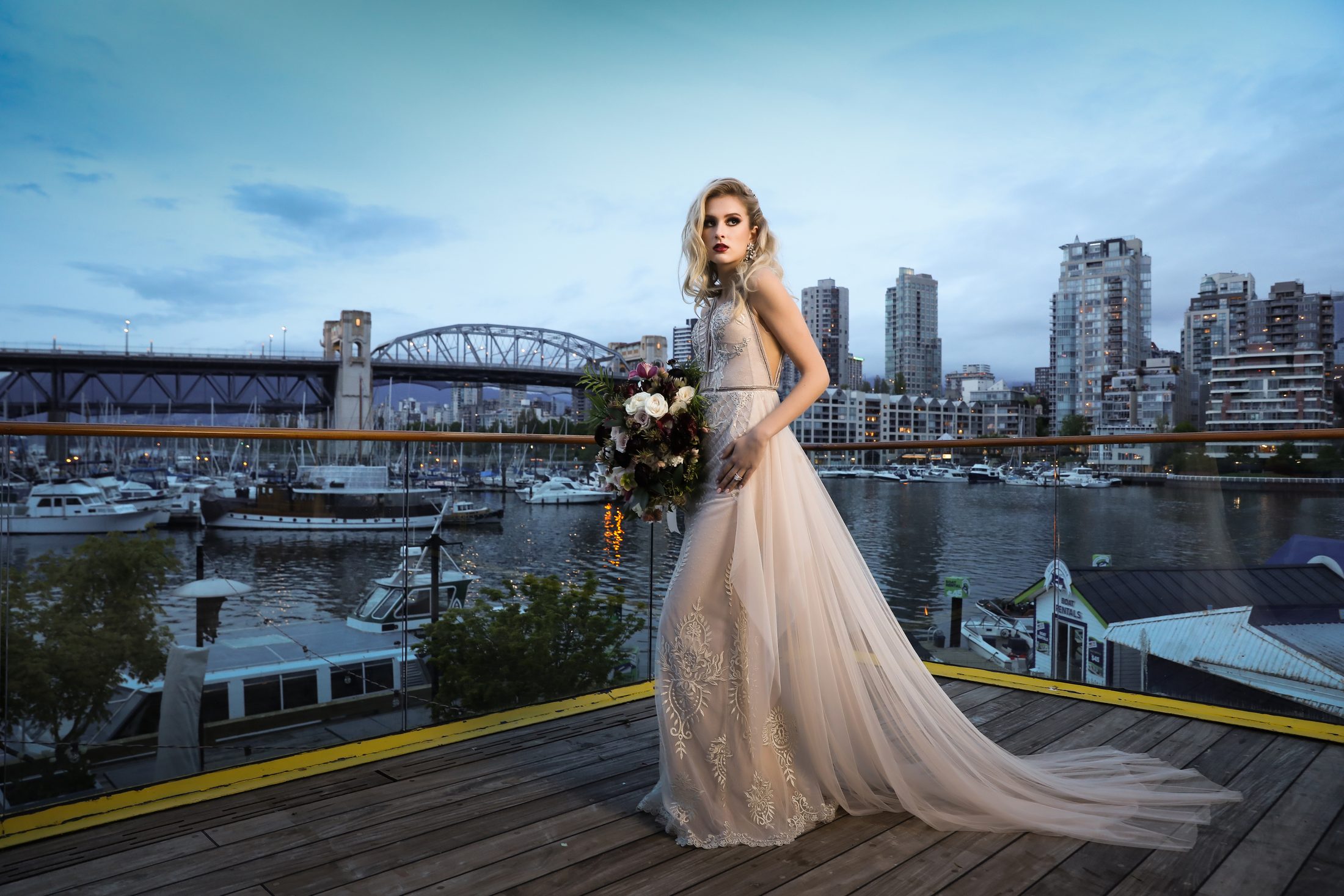For My Juliette — vintage-romantic editorial at Bridges Restaurant, Granville Island